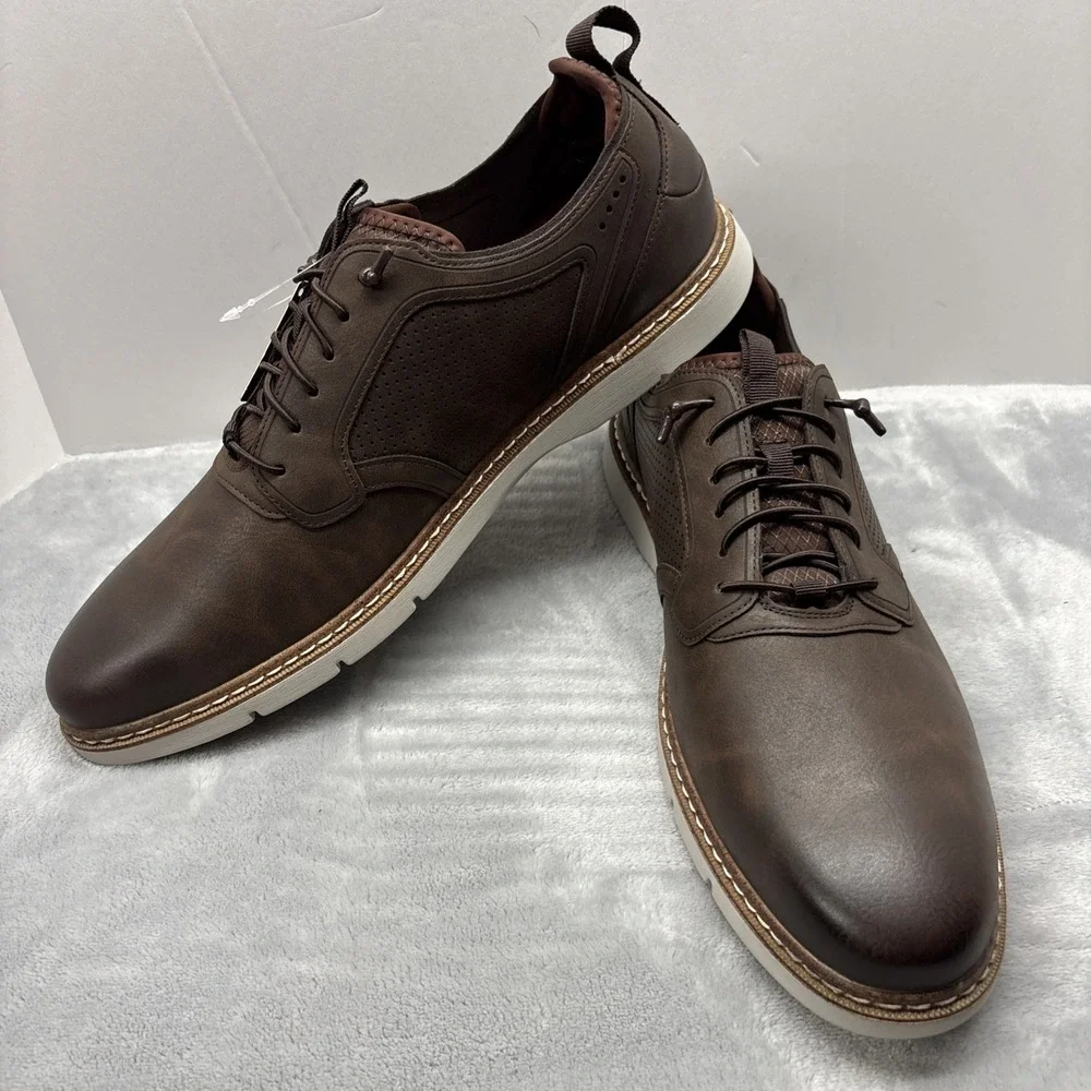 Stacy Adams Score Leather Plain Toe Derby 12 M NIB